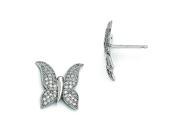 Sterling Silver CZ Brilliant Embers Polished Butterfly Post Earrings