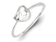Sterling Silver Rhodium Plated CZ Heart Ring