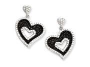 Sterling Silver CZ Brilliant Embers Heart Dangle Post Earrings