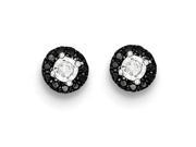 Sterling Silver Black and White Diamond Circle Post Earrings