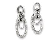 Sterling Silver Dangle Oval Diamond Post Earrings
