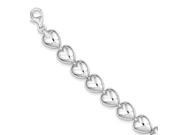 Sterling Silver 7in Polished Heart Bracelet