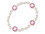 Sterling Silver Square CZ Pink Checkerboard 7.25in Lobster Bracelet