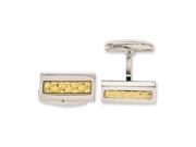 Stainless Steel Yellow IP plated Textured Polished Cuff Links