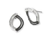 Sterling Silver Black and White Diamond Post Earrings