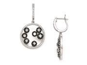 Sterling Silver Black White CZ Brilliant Embers Circle Post Earrings