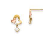 14k Yellow Rose Gold Madi K CZ Heart Dangle Post Earrings