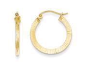 14k Yellow Gold1 Sided Textured Hoop Earrings