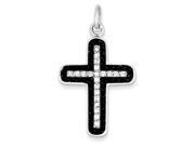 Sterling Silver Rhodium Plated CZ Black White Cross Pendant