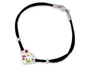 Sterling Silver 7in Stellux Crystal Multi Color White Heart Cord Bracelet