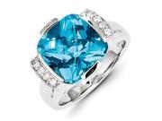 Sterling Silver Diamond and Swiss Blue Topaz Ring