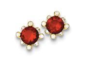 Sterling Silver Gold Plated Red White CZ Post Earrings