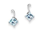 Sterling Silver Rhodium Plated Diamond Sky Blue Topaz Square Post Earrings