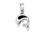 Sterling Silver Black Enameled Dolphin Pendant