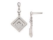 Sterling Silver CZ Brilliant Embers Squares Dangle Post Earrings