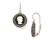 Sterling Silver Marcasite Cameo Leverback Earrings