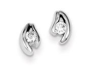 Sterling Silver CZ Rhodium Plated Post Earrings