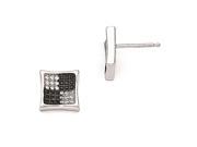 Sterling Silver White Black CZ Brilliant Embers Polished Post Earrings