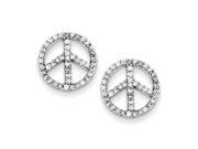 Sterling Silver CZ Peace Symbol Post Earrings