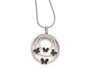 Sterling Silver CZ Brilliant Embers Circles Butterflies Necklace