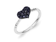 Sterling Silver Diamond Sapphire Heart Ring