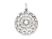 Sterling Silver Polished CZ Circle Pendant