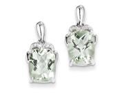 Sterling Silver Green Quartz and Diamond Earrings