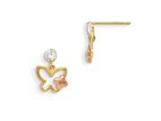 14k Madi K Yellow Rose Gold CZ Butterfly Dangle Earrings