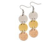 Stainless Steel Tri Color IP plated Discs Dangle Earrings