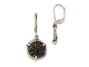 Sterling Silver Antiqued Widows Mite Coin Leverback Earrings