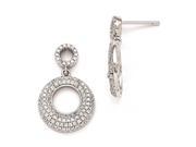 Sterling Silver CZ Brilliant Embers Circle Dangle Post Earrings