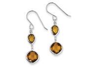 Sterling Silver Rhodium Plated Diamond Whiskey Quartz Earrings