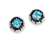 Sterling Silver Blue Topaz and Black Diamond Earrings