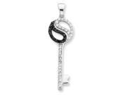 Sterling Silver Black and White CZ Swirl Top Circle Key Pendant