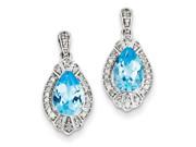 Sterling Silver Diamond Light Swiss Blue Topaz Earrings