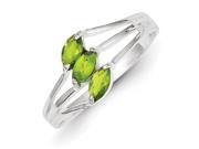 Sterling Silver Lime Green 3 stone Marquise CZ Ring