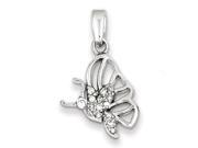 Sterling Silver Rhodium Plated CZ Butterfly Pendant