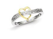 Sterling Silver 14k Yellow Gold Plated Diamond Heart Ring