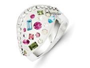 Sterling Silver Stellux Multi Color Crystal White Ring