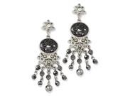 Silver tone Clear Hematite Black Acrylic Beads Post Earrings