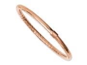 Stainless Steel Rose IP plated Textured Polished Hollow Bangle