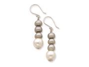 Sterling Silver 6 8mm FW Cultured Pearl Grey White Earrings