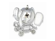 White And Silver Tone Bride And Groom Carriage Musical Goose Egg