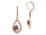 Stainless Steel Polished Rose Ip Plated Shell And Druzy Earrings