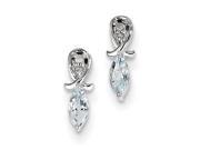 Sterling Silver Rhodium Plated Diamond Aquamarine Marquise Earrings