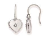 Sterling Silver 10mm Heart Locket with Diamond Earrings