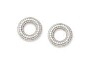 Sterling Silver CZ Brilliant Embers Polished Fancy Circle Post Earrings