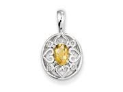 Sterling Silver Whiskey Quartz Diamond Pendant