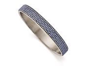 Stainless Steel Polished Blue Enamel w Crystals Thin Flat Bangle
