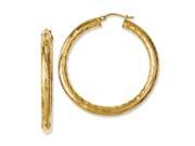 Stainless Steel Yellow IP plated Textured Polished Hoop Earrings